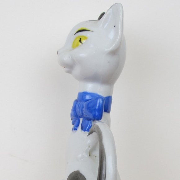 Cat Figurine Porcelain Made in Japan Yellow Eyes Vintage A6 - Picture 3 of 8